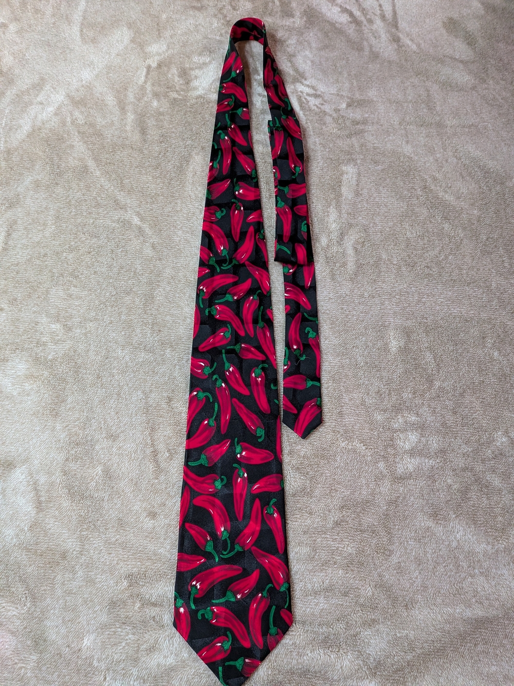 Addiction Black Tie with Red Chili Pepper Motif